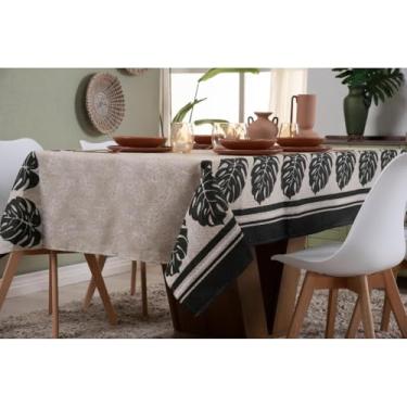 Imagem de Toalha de mesa retangular em linho, estilo rústico Disponível nos tamanhos 4/6/8/10 lugares 、 para a cozinha e sala de jantar Material natural, feito para durar (COSTELA ADÃO,260X140-8 LUGARES)