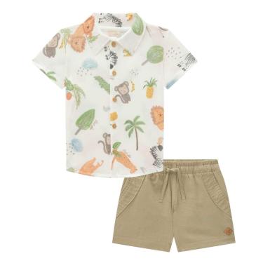 Imagem de Conjunto Infantil Menino Camisa Safári/Bermuda Linho Luc.Boo-Masculino