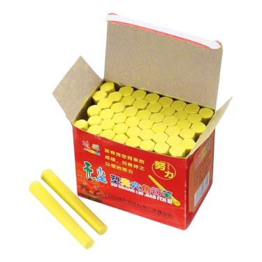 Imagem de PATIKIL 96 peças de giz para quadro-negro, giz sem poeira, pequeno, colorido, fino, para quadro-negro, sala de aula, adultos, material interno de escritório, amarelo