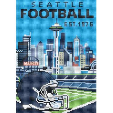 Imagem de fufibwoesan Kits de pintura de diamante para fãs de futebol 5D DIY por números para adultos kits de arte de diamante de broca completa para casa decoração de parede para presente de time de futebol