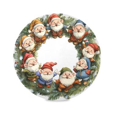 Imagem de STAYTOP Guirlanda de anão fofa jogo americano redondo 6 peças, tapetes de mesa antiderrapantes fáceis de limpar para casa, cozinha, churrasco, festa, decoração de mesa