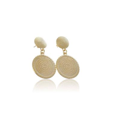 Imagem de Brinco Médio Medalha Pai Nosso Folheado