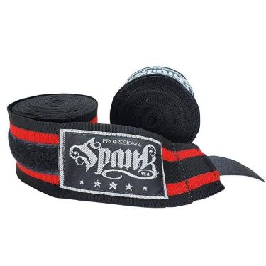 Imagem de Kit 10 Pares Bandagem Elástica Boxe 3Metros - Preto/Vermelho