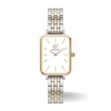 Imagem de Relógio Feminino Dourado Quadrado Delicado Casual New Port-Feminino
