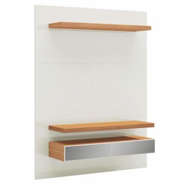 Imagem de Painel Para TV 55 Pol 140cm 2 Gavetas Com Espelho Aksa D03 Off White Freijó - Lyam Decor