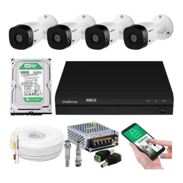 Imagem de Kit 4 Câmeras Intelbras Full Hd 1220b Dvr 4 Canais C/ Hd