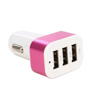 Imagem de Carregador Veicular com 3 Portas USB - Rosa - Tudo em Caixa