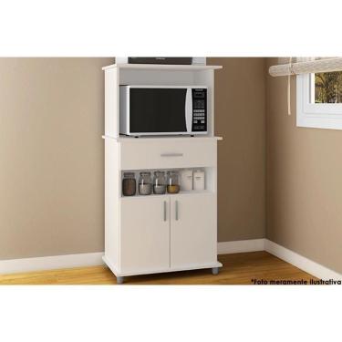 Imagem de Balcão De Cozinha Modulado Multiuso Asm151 C- 2 Portas E 1 Gaveta 66cm Branco - Movelbento