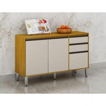 Imagem de Balcão De Cozinha 3 Portas 2 Gavetas - Eduarda-cinamomo-off White - Chf Móveis