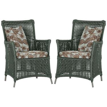 Imagem de Poltronas Igapó Alumínio Pintura Fendi Corda Náutica E6 Verde