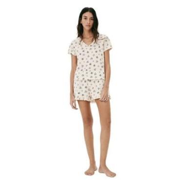 Imagem de Pijama Hering Curto Feminino Estampado Decote V-Feminino