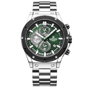 Imagem de Relógio Masculino Quartzo Pulseira De Aço Inoxidável Casual Esportivo Verde