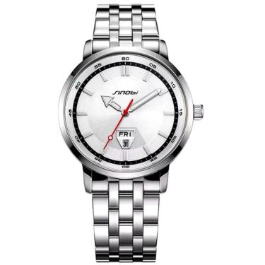 Imagem de Relógio Analógico Masculino Design Esportivo Em Aço Inoxidavel à Prova D'água Prata