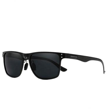 Imagem de Óculos De Sol Unissex De Alumínio Polarizado Design Retangular Proteção Uv400 Preto