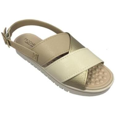 Imagem de Sandalia Feminino Modare Slide Fivela - 7180102 Dourado/Bege/Creme 37-Feminino