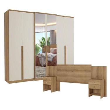Imagem de Guarda Roupa Casal Valência 6 Portas Full Glass Capuccino Off White Co