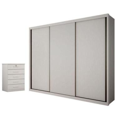 Imagem de Guarda Roupa Casal Palazzo E Gaveteiro Suiça Neve - Novo Horizonte - M