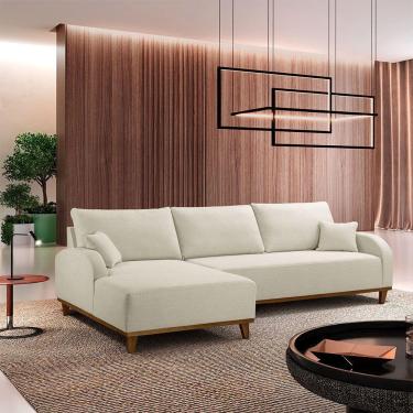 Imagem de Sofá Albano Linho 300cm Chaise Lado Esquerdo Meu Sofá Online A302 Linho Branco