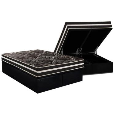 Imagem de Conjunto Box Baú Queen: Colchão Espuma Paropas D28 / Master AG80 Black Double Face 17 + Base CRC Suede Black (158x198)