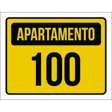 Imagem de Kit 10 Placa Acm Apartamento 100 Amarela 18X23 - Sinalizo