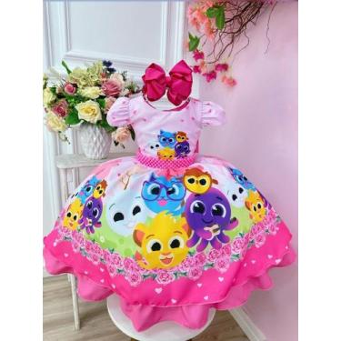 Imagem de Vestido Infantil Rosa Bolofofos C/ Cinto de Pérolas Festas - Genérico,