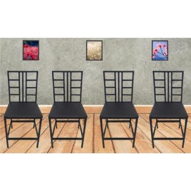 Imagem de Kit 4 Cadeiras Reforçada Para Cozinha E Sala Jantar Lorena PretoBrauna