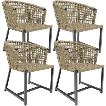 Imagem de Kit 04 Cadeiras Decorativas Para área Gourmet Cozinha Corda Náutica Be