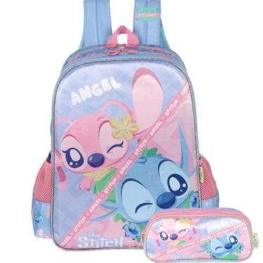Imagem de Kit Mochila Stitch Costas E Estojo Duplo Meninas Escolar - Stitch - Lu