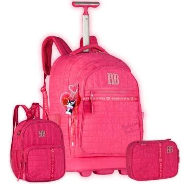 Imagem de Kit Mochila Rodinhas Rebecca Bonbon Lancheira E Estojo Rosa - Clio Sty