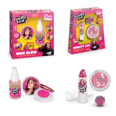 Imagem de Kit Beauty Mix Emilly Vick Dos Rosa Maquiagem + Hair Glow Emilly Vick 