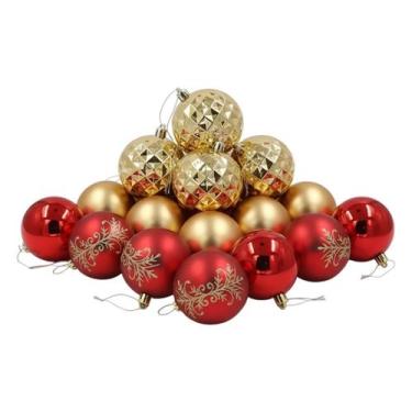 Imagem de Enfeite 24 Bolas De Natal 6Cm Douradas E Vermelhas Premium - Evolution