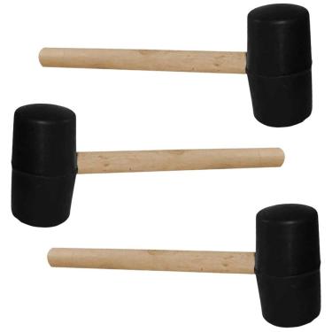 Imagem de Martelo Borracha Kit 3 Uni Madeira Marreta Piso Chao Ladrilho Taco Ceramica Montagem Reparo Manutençao Moveis Ladrilho