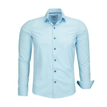 Imagem de Camisa Social Amil Masculina Slim Manga Longa Passa Fácil Sem Bolso 18