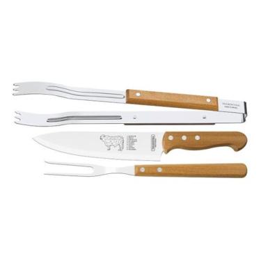 Imagem de Kit Para Churrasco 3 Peças Faca Garfo Pegador Tramontina