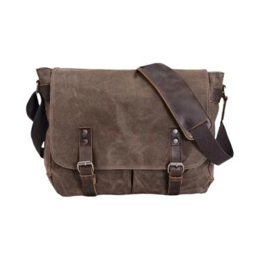 Imagem de Bolsa De Ombro Masculina Vintage Em Lona Encerada Grossa, Bolsa Transv