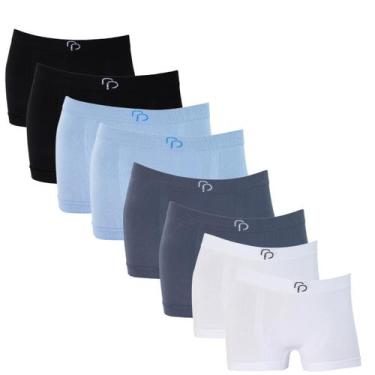 Imagem de Kit 8 Cueca Boxer Menino Básica Sem Costura Elastano - Rafa Parize (RP