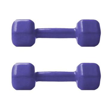 Imagem de Halter Sextavado 1kg Emborrachado PVC o Par Roxo - Rythmoon