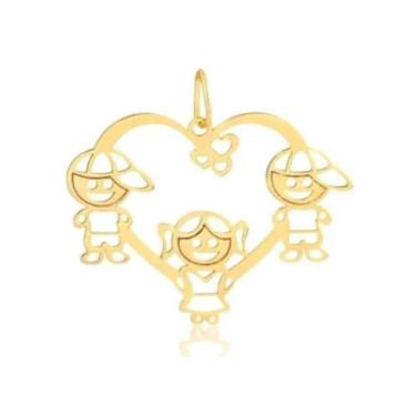 Imagem de Pingente Filhos Coracao 2 Meninos 1 Menina Ouro 18k 1783698 - VIRTUALE