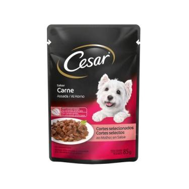 Imagem de Ração Úmida para Cachorro Cezar Adulto Sabor Carne Assada em Sachê 85g