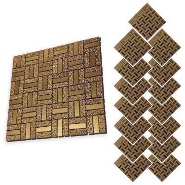 Imagem de Pastilha De Vidro Autocolante Kit 15 Uni Parede Sala Cozinha Box Banheiro Decorativa Facil Aplicacao Requintado Moderna