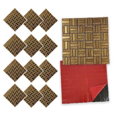 Imagem de Pastilha De Vidro Adesiva Kit 12 Uni Parede Banheiro Cozinha Decorativa Moderna Reforma Requintado Facil Aplicacao