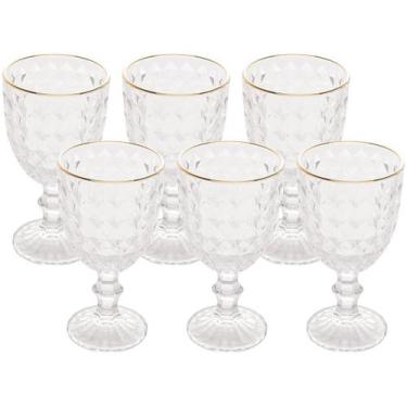 Imagem de Jogo de Taças de Vidro Wolff Conjunto 6 Peças Fio Dourado para Água Su