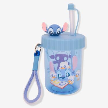 Imagem de Copo Infantil com Canudo Copo Canudo Flip Infantil Stitch – Disney Capacidade 500ML Tampa Rosqueável Azul Lilo e Stitch