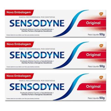 Imagem de Kit 3x Creme Dental Sensodyne Original para Dentes Sensíveis 50g