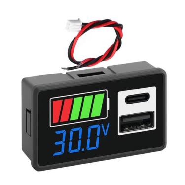 Imagem de Medidor de Bateria Veicular Checkvoltage com USB + TIPO-C Display Digi