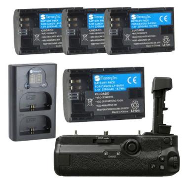 Imagem de NOVO Kit Battery Grip BG-R10 + 4 Baterias LP-E6NH + Carregador Duplo U