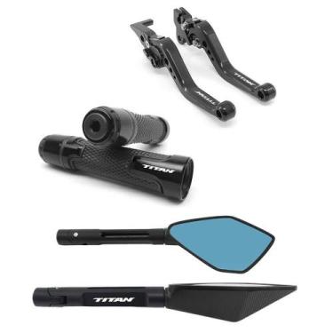Imagem de Kit Manete Manopla Retrovisor Titan Fan 125 150 160 Freio á disco - No