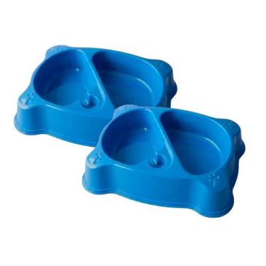 Imagem de Combo 2 Comedouro Duplo Garrafa Adulto 1200mL Mypetone - Azul