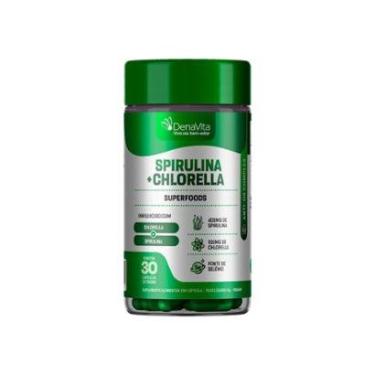 Imagem de Spirulina Com Chlorela 2x1, Rico em Proteínas, Vitaminas B, Selênio, Vegano, Denavita-U...