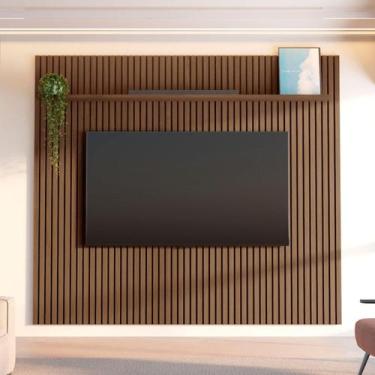 Imagem de Painel Ripado para TV até 85 Polegadas 100% MDF 230,5cmx250cm Aloe Cab